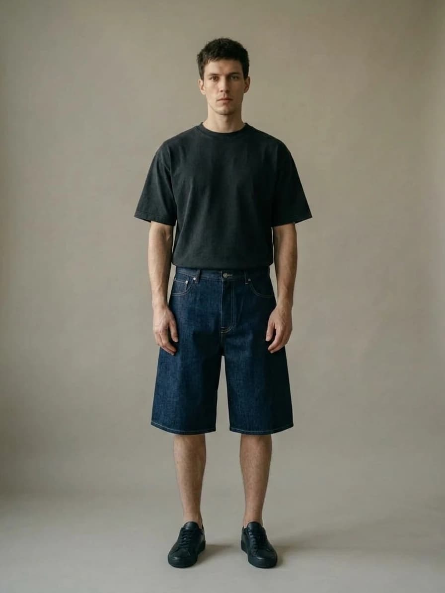 P10 Structured Jorts - Heavy Rigid Denim Texture